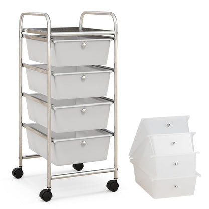 4-Drawer Cart Storage Bin Organizer Rolling with Plastic Drawers-Black