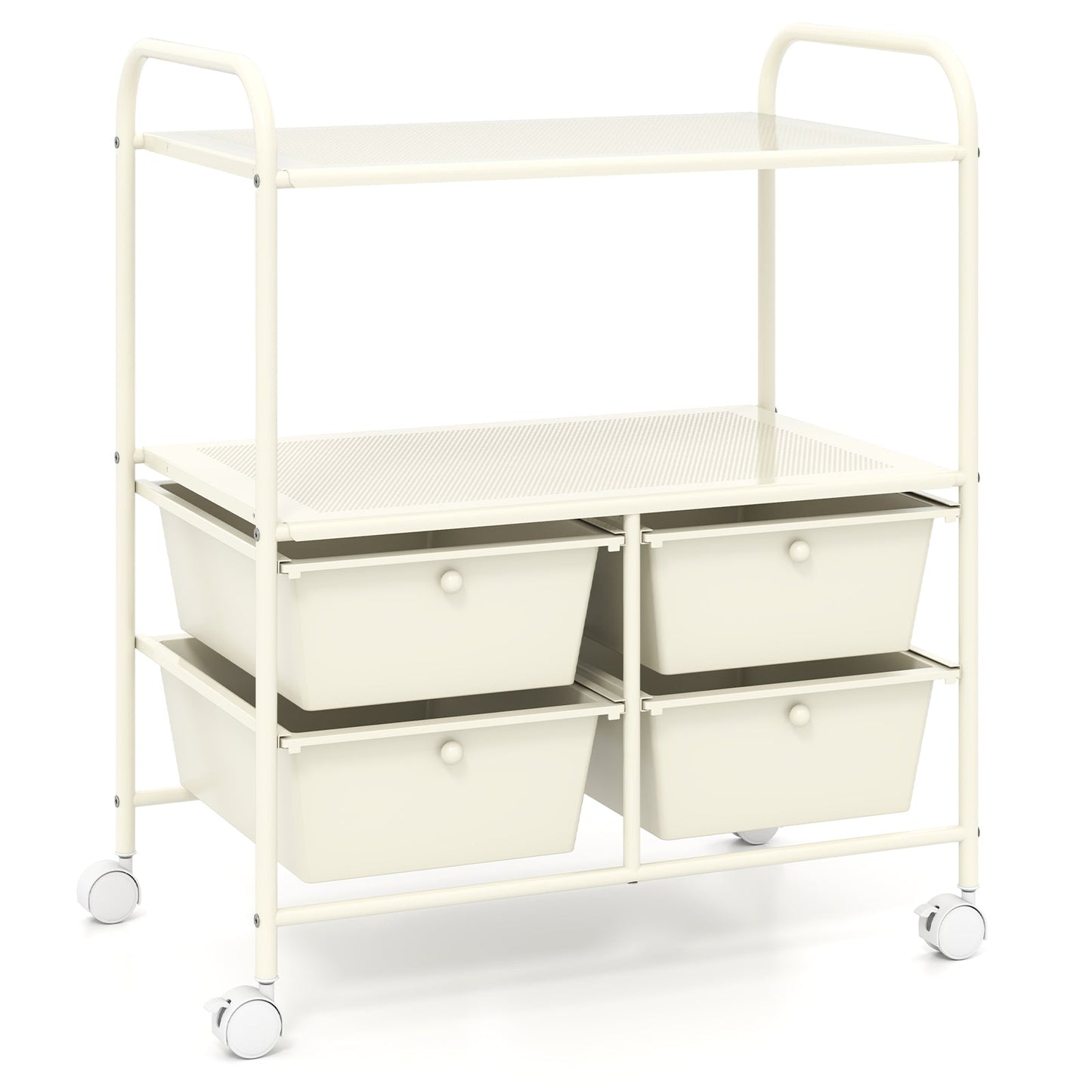 4 Drawers Shelves Rolling Storage Cart Rack-Clear