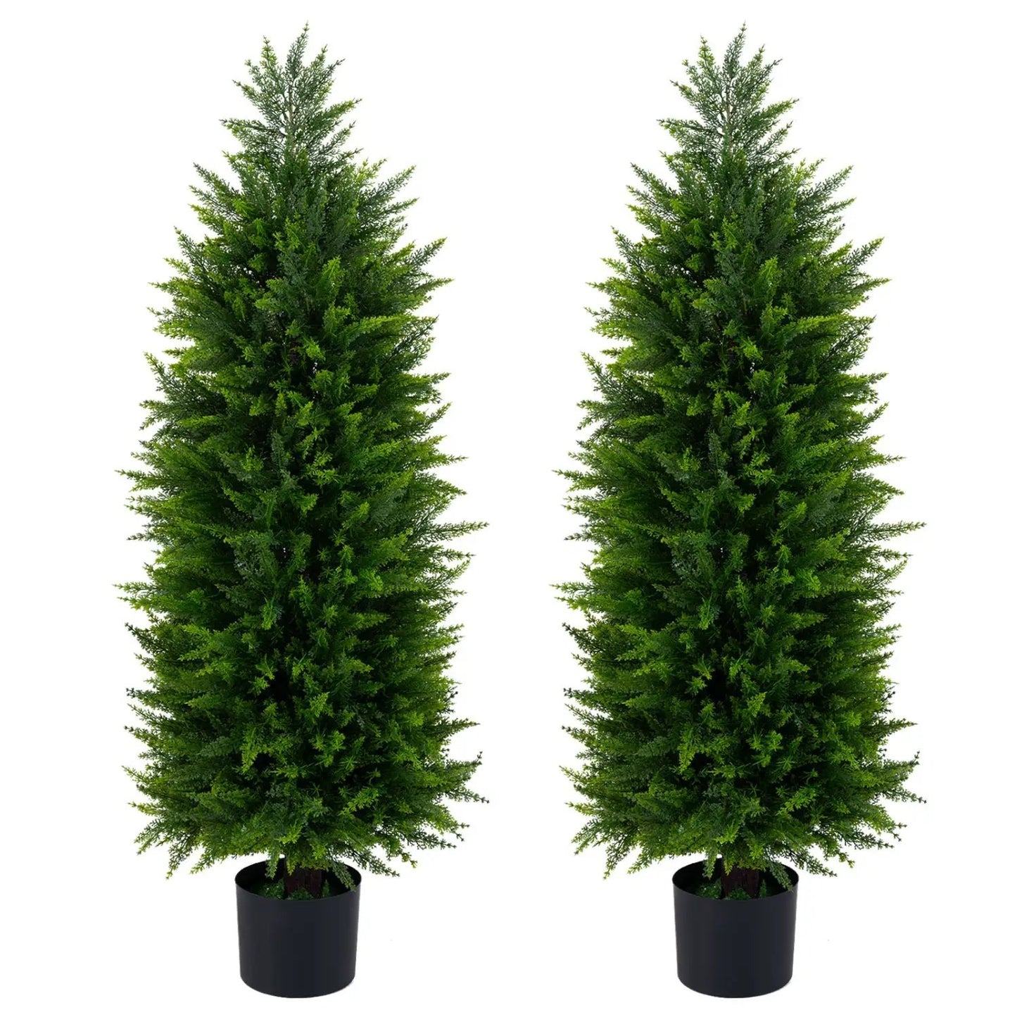 Pair of 4 ft Topiary Trees in Cement Pots