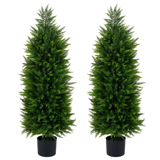Pair of 4 ft Topiary Trees in Cement Pots