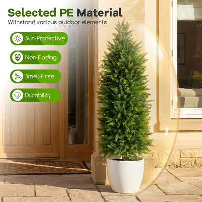 Pair of 4 ft Topiary Trees in Cement Pots