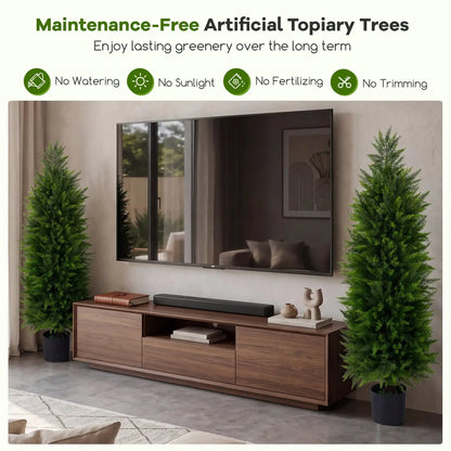 Pair of 4 ft Topiary Trees in Cement Pots