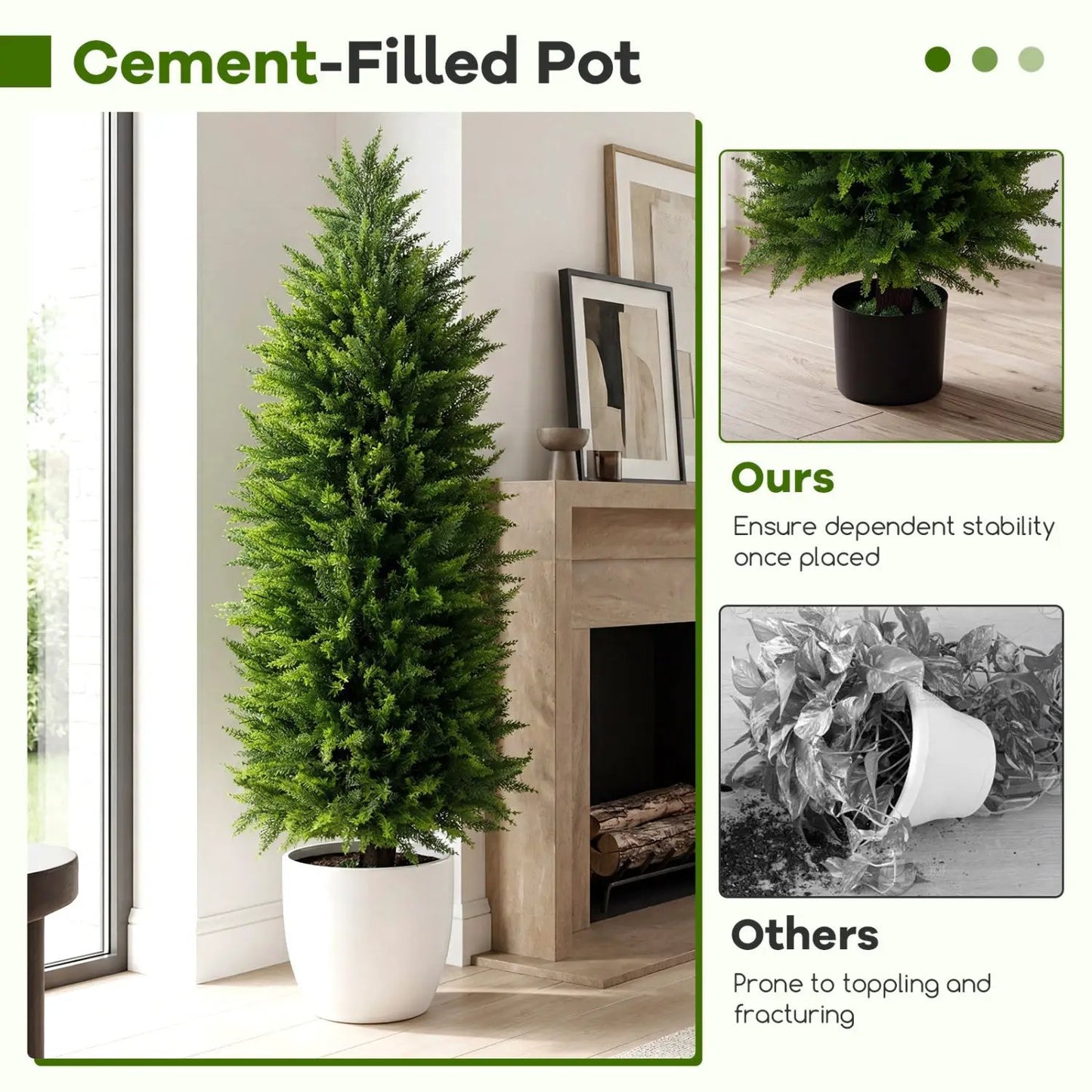 Pair of 4 ft Topiary Trees in Cement Pots