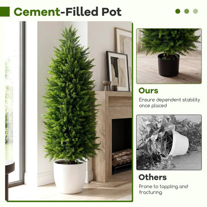 Pair of 4 ft Topiary Trees in Cement Pots