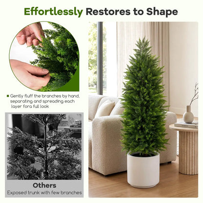 Pair of 4 ft Topiary Trees in Cement Pots
