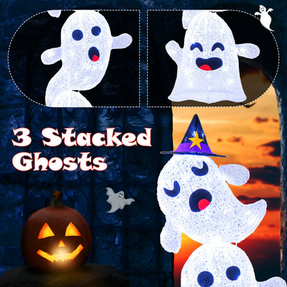 4 ft lighted standing Halloween decoration with 3 stacked white LED ghosts DirectDeals on Tampa Home & Garden Store