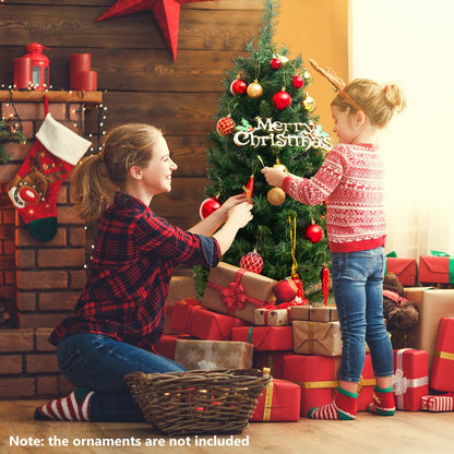 4 ft DirectDeals pre-lit artificial Christmas tree being decorated by kids with red ornaments on Tampa Home & Garden Store