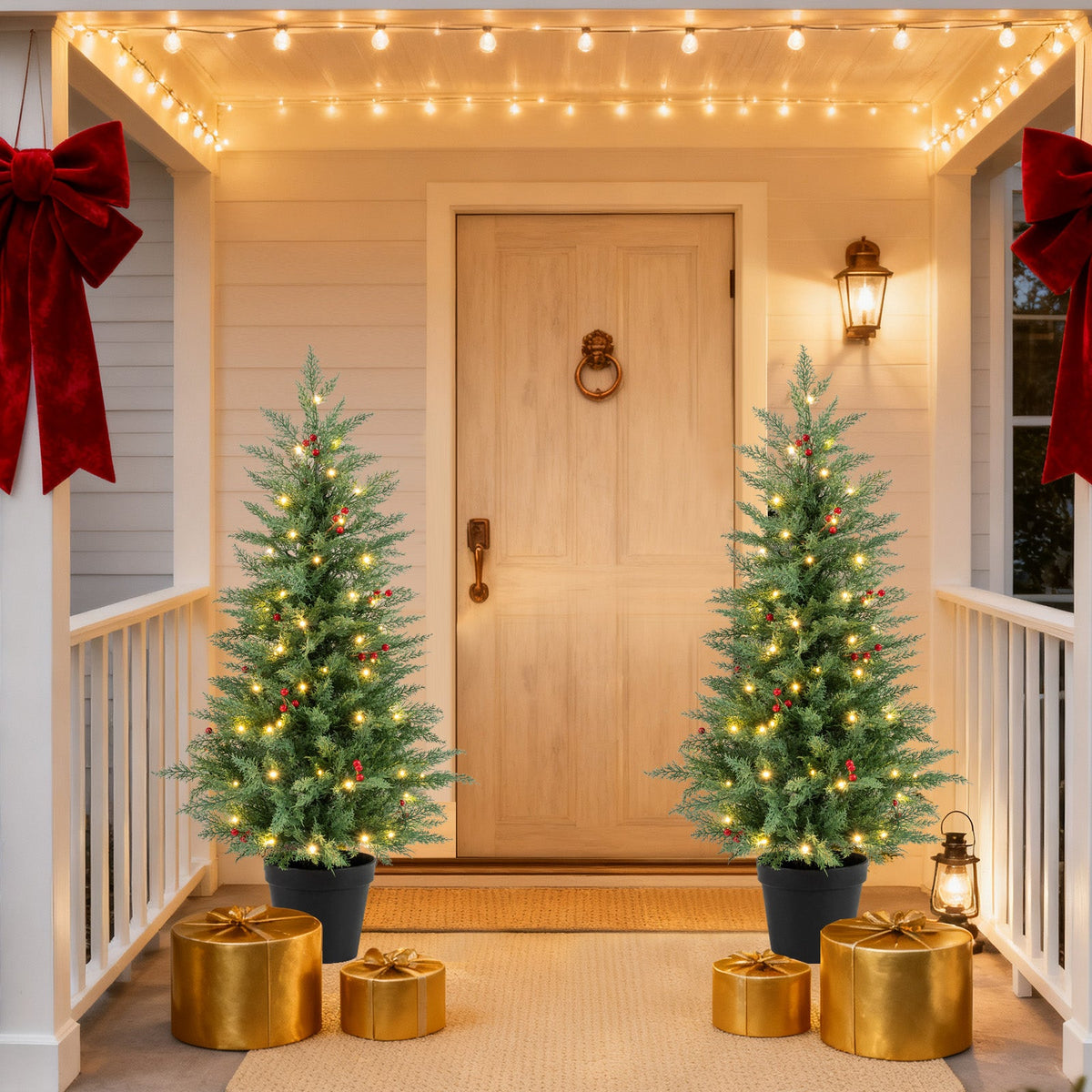 4 ft pre-lit Christmas trees, 2-pack with 70 warm white LEDs and 173 branch tips, DirectDeals artificial trees on Tampa Home & Garden Store