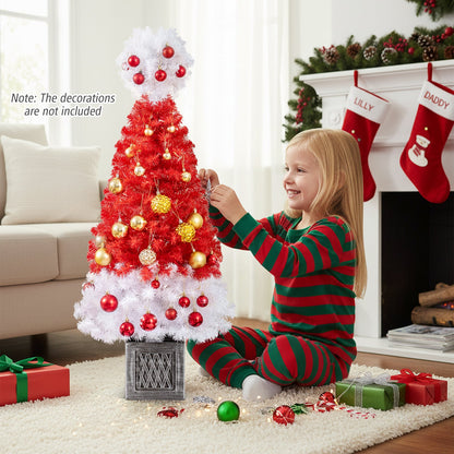 DirectDeals 4 ft artificial Christmas tree with 300 tips and 100 LED lights, red and white on Tampa Home & Garden Store