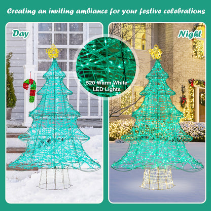 4 ft teal wireframe artificial Christmas tree with 520 warm white LEDs and star topper DirectDeals on Tampa Home & Garden Store