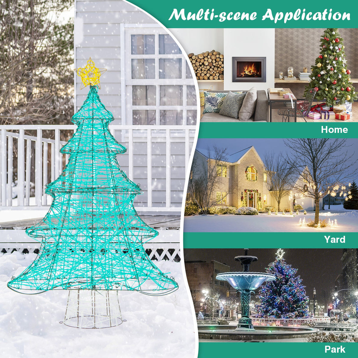 4 ft lighted artificial Christmas tree teal wireframe with star topper and 520 LEDs DirectDeals on Tampa Home & Garden Store