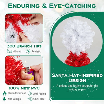 4 ft artificial Xmas tree with 300 red and white branch tips DirectDeals Santa hat design on Tampa Home & Garden Store