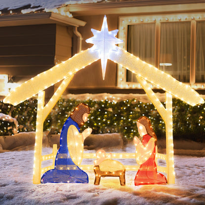 4 ft lighted nativity scene with 3 figures and star topper, warm white lights DirectDeals on Tampa Home & Garden Store