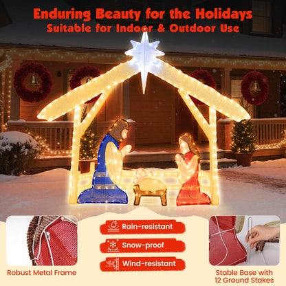 4 ft lighted nativity scene DirectDeals Holy Family blue Mary and red Joseph under star on Tampa Home & Garden Store