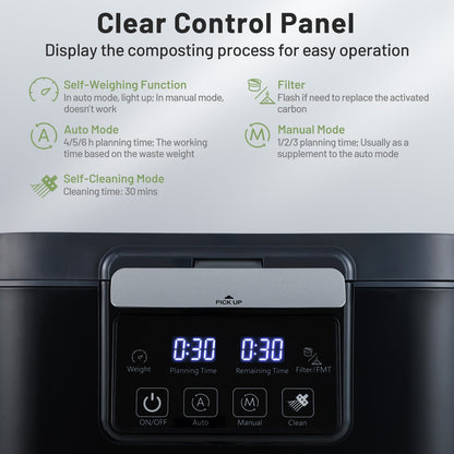 Compostador Eléctrico de 4 L con Tapa y Pantalla LED para Cocina-Negro