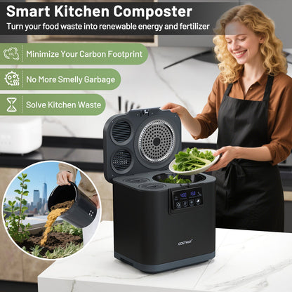 Compostador Eléctrico de 4 L con Tapa y Pantalla LED para Cocina-Negro