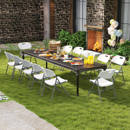 4 Pack Folding Stackable Chairs with Metal Frame and Carrying Handle-White