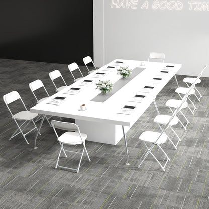 4 Pack Metal Folding Chairs with Plastic Seat and Back-White