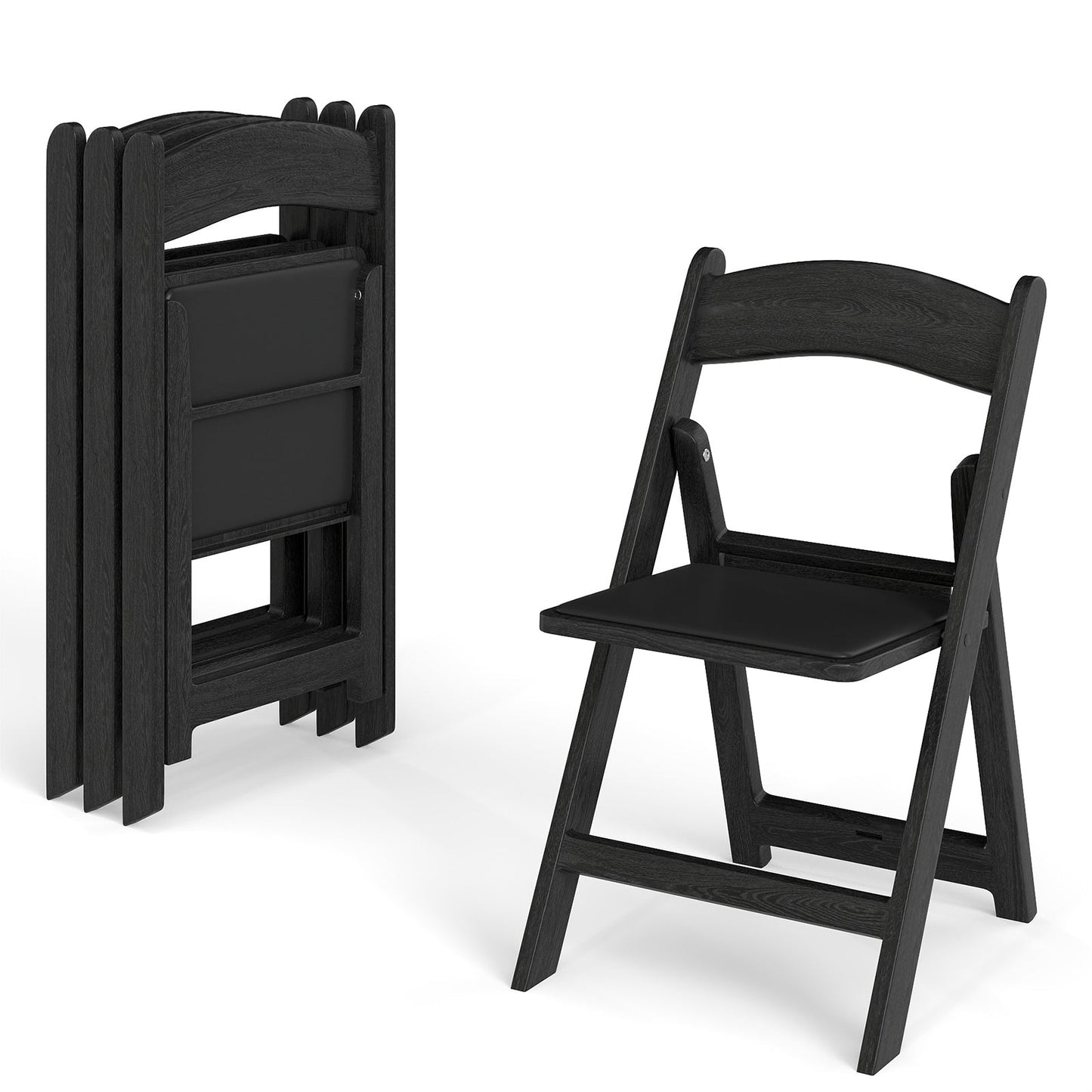 4 Pack Resin Folding Chairs with Padded Seat-White