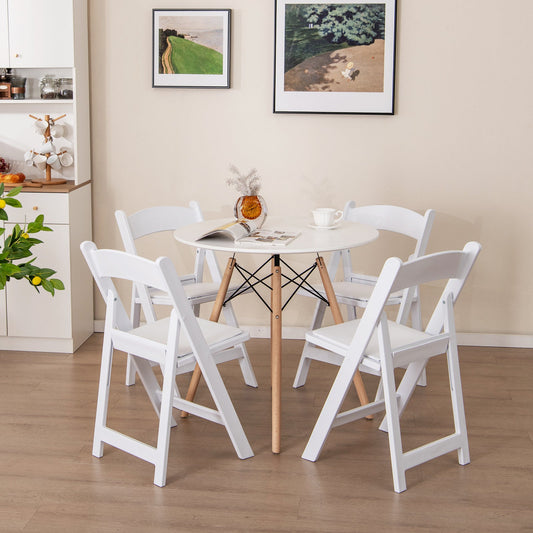 4 Pack Resin Folding Chairs with Padded Seat-White - Tampa Home & Garden Store