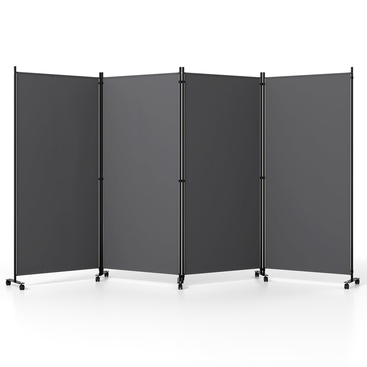 4-panel folding room divider on wheels, gray panels, 71.5 tall DirectDeals on Tampa Home & Garden Store