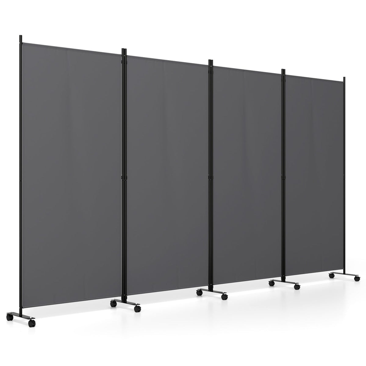 4-panel folding room divider with wheels, DirectDeals, 71.5 tall, dark gray panels on wheeled frame on Tampa Home & Garden Store