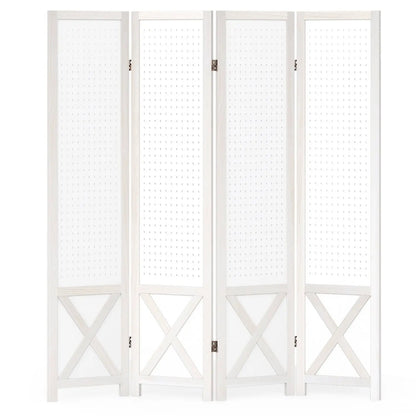 6-Panel Pegboard Room Divider Foldable Screen