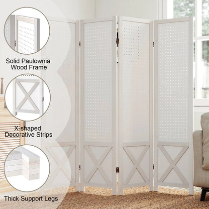 6-Panel Pegboard Room Divider Foldable Screen