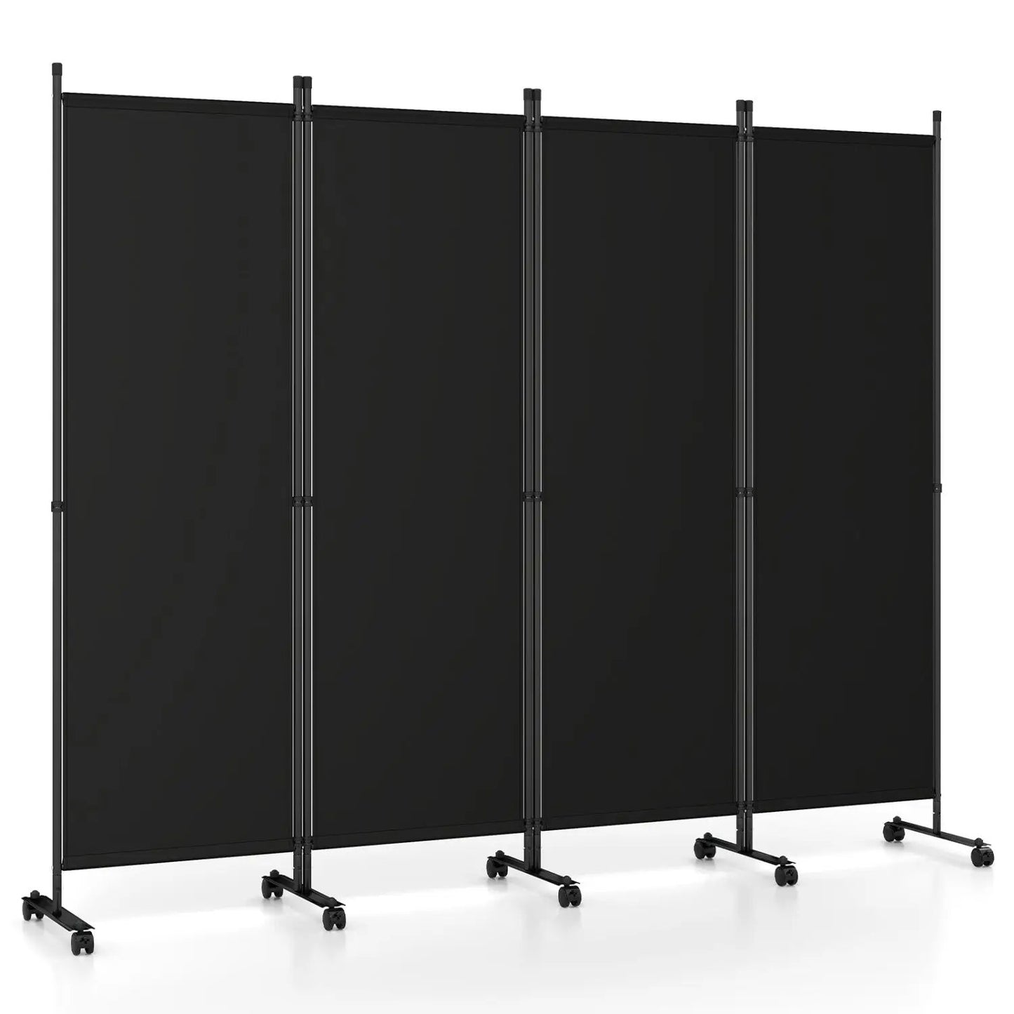 Four Panel Room Divider With Lockable Wheels