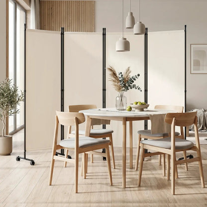 Four Panel Room Divider With Lockable Wheels