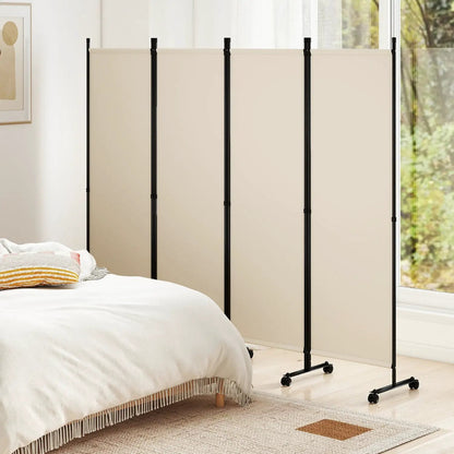 Four Panel Room Divider With Lockable Wheels