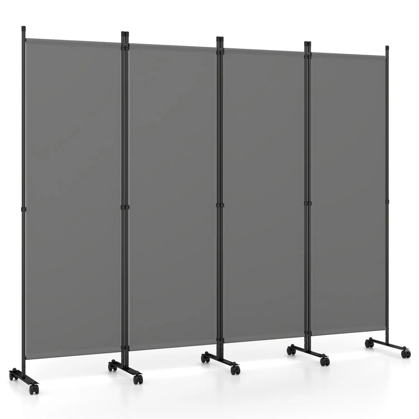 Four Panel Room Divider With Lockable Wheels