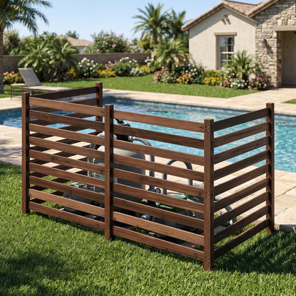 4-Panel wooden outdoor privacy fence with ground stakes in brown DirectDeals on Tampa Home & Garden Store