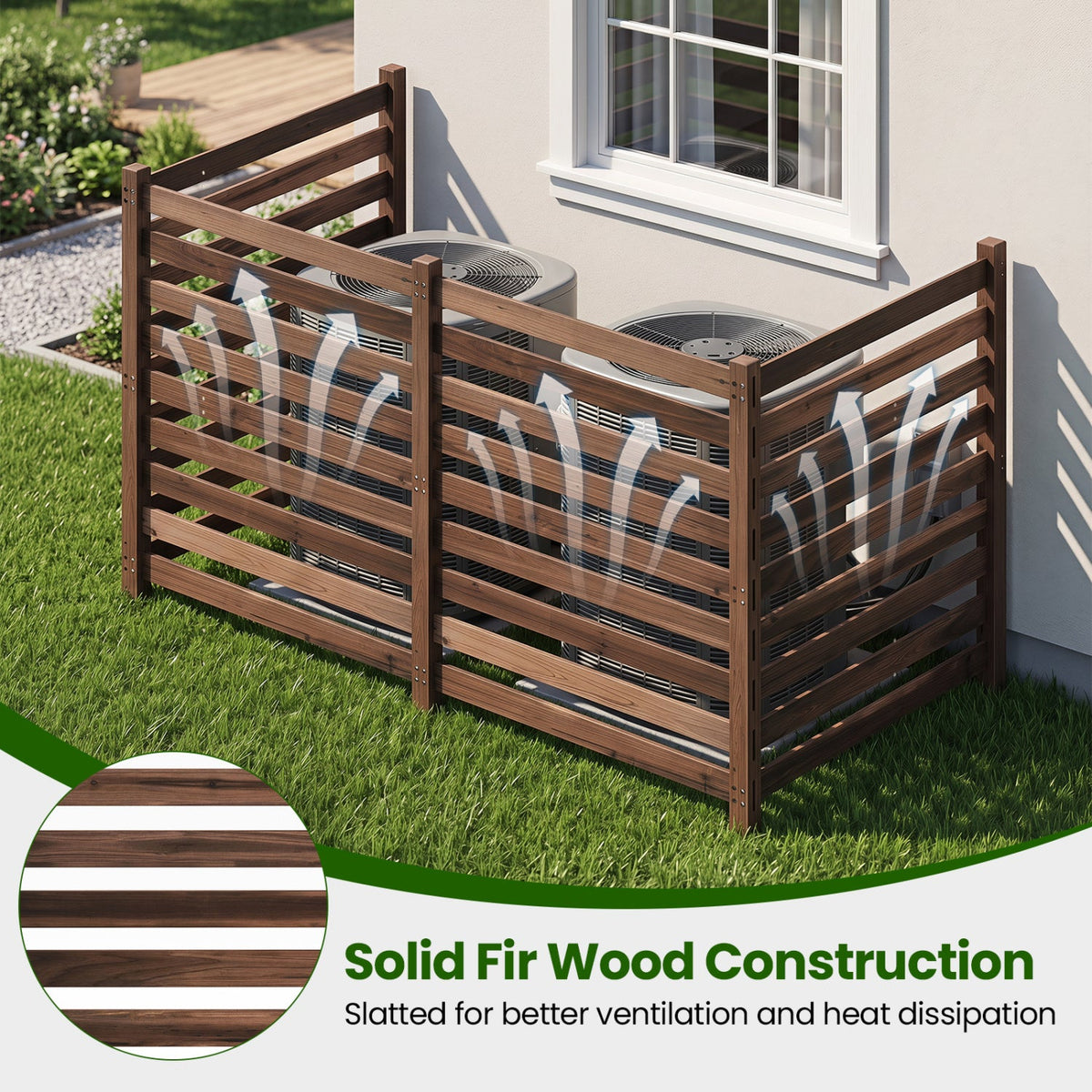 4-Panel wooden privacy fence with ground stakes by DirectDeals, brown fir wood on Tampa Home & Garden Store