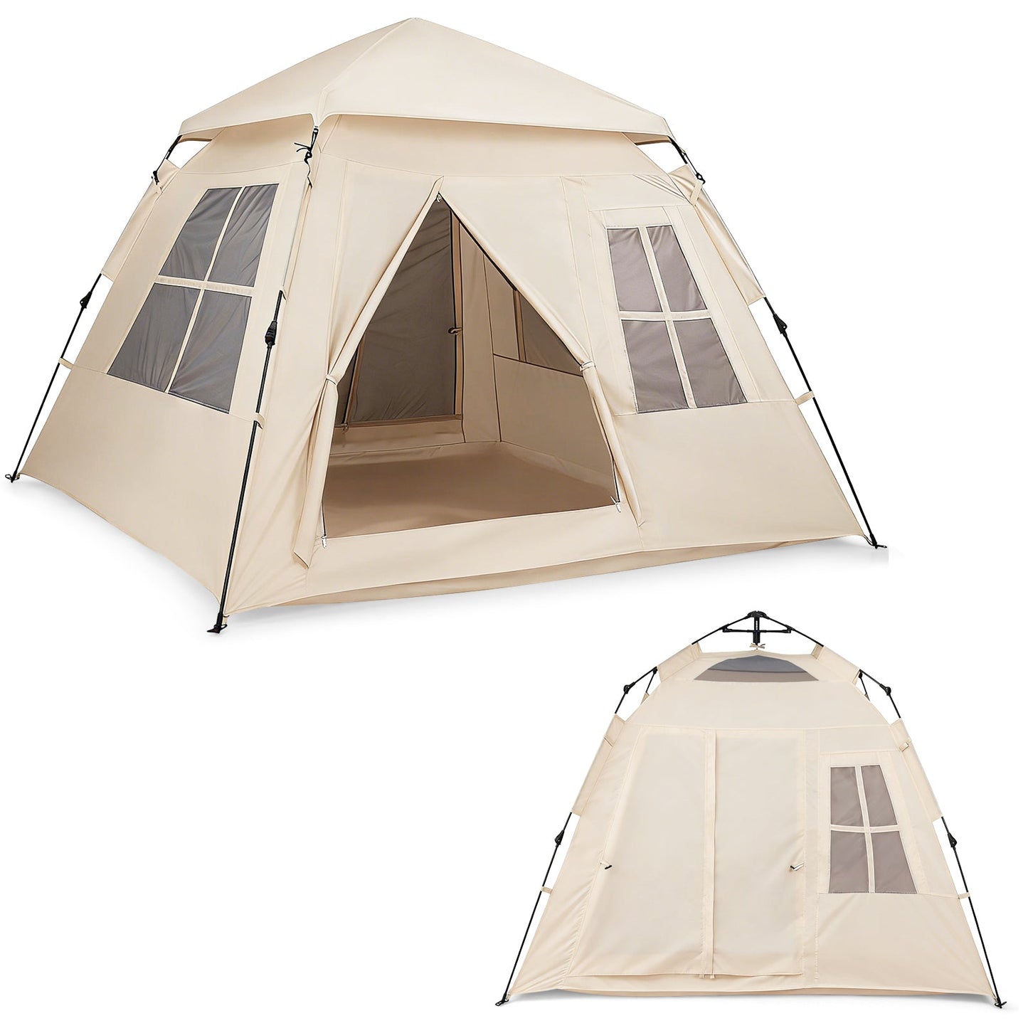 GemGear 4-Person Pop-Up Camping Tent beige with rainfly, 2 doors on Tampa Home & Garden Store