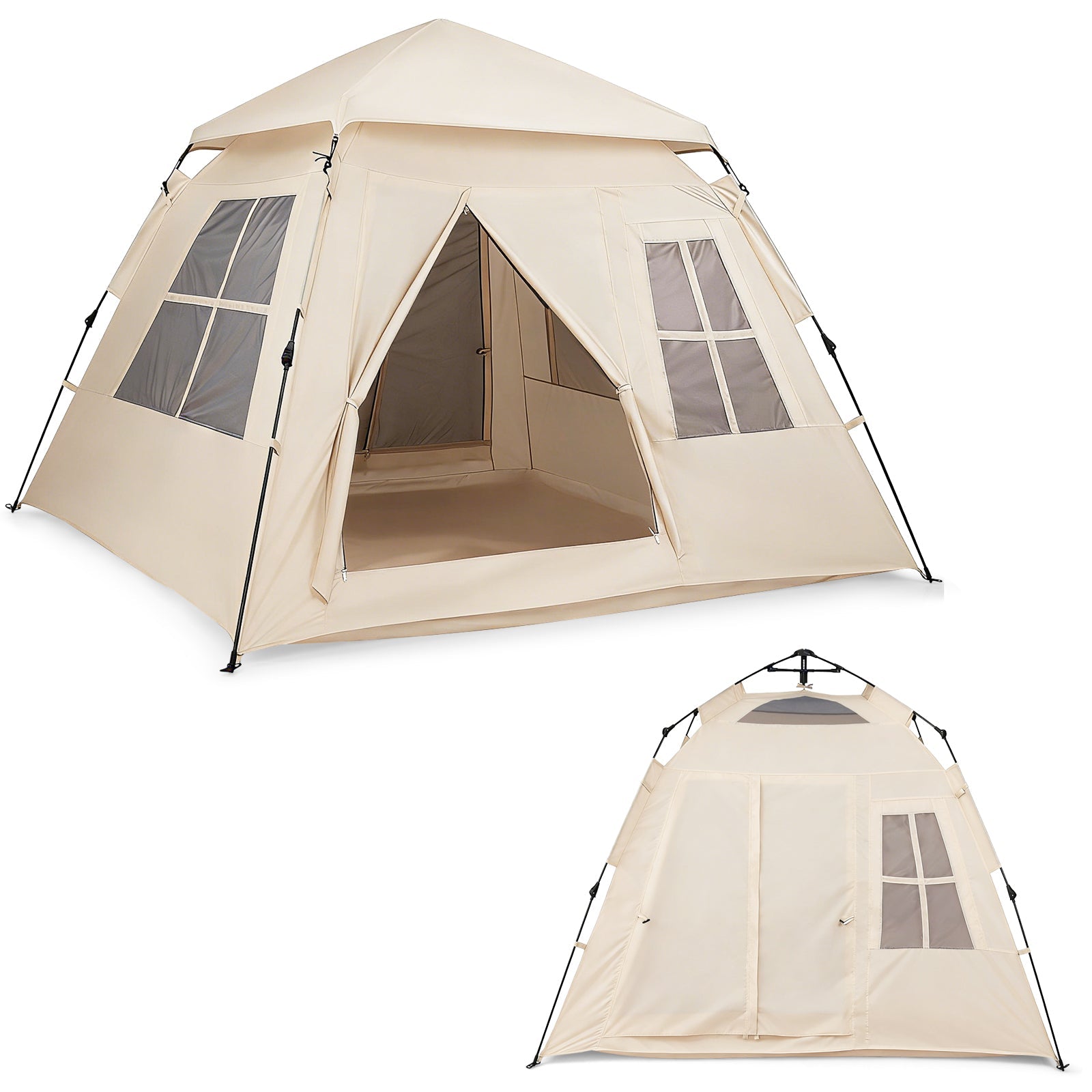GemGear 4-Person Pop-Up Camping Tent beige with rainfly, 2 doors on Tampa Home & Garden Store