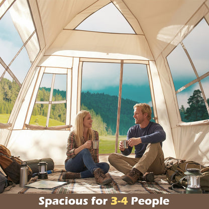 GemGear 4-person pop-up camping tent beige interior with two doors on Tampa Home & Garden Store