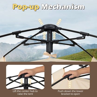 GemGear 4 Person Camping Tent pop-up hub mechanism with black frame on Tampa Home & Garden Store