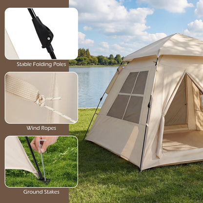 GemGear 4-Person Camping Tent with rainfly and 2 doors, beige pop-up tent on Tampa Home & Garden Store