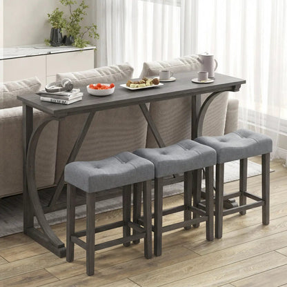 4-Piece Bar Table Set With Power Outlet Stools