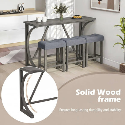 4-Piece Bar Table Set With Power Outlet Stools