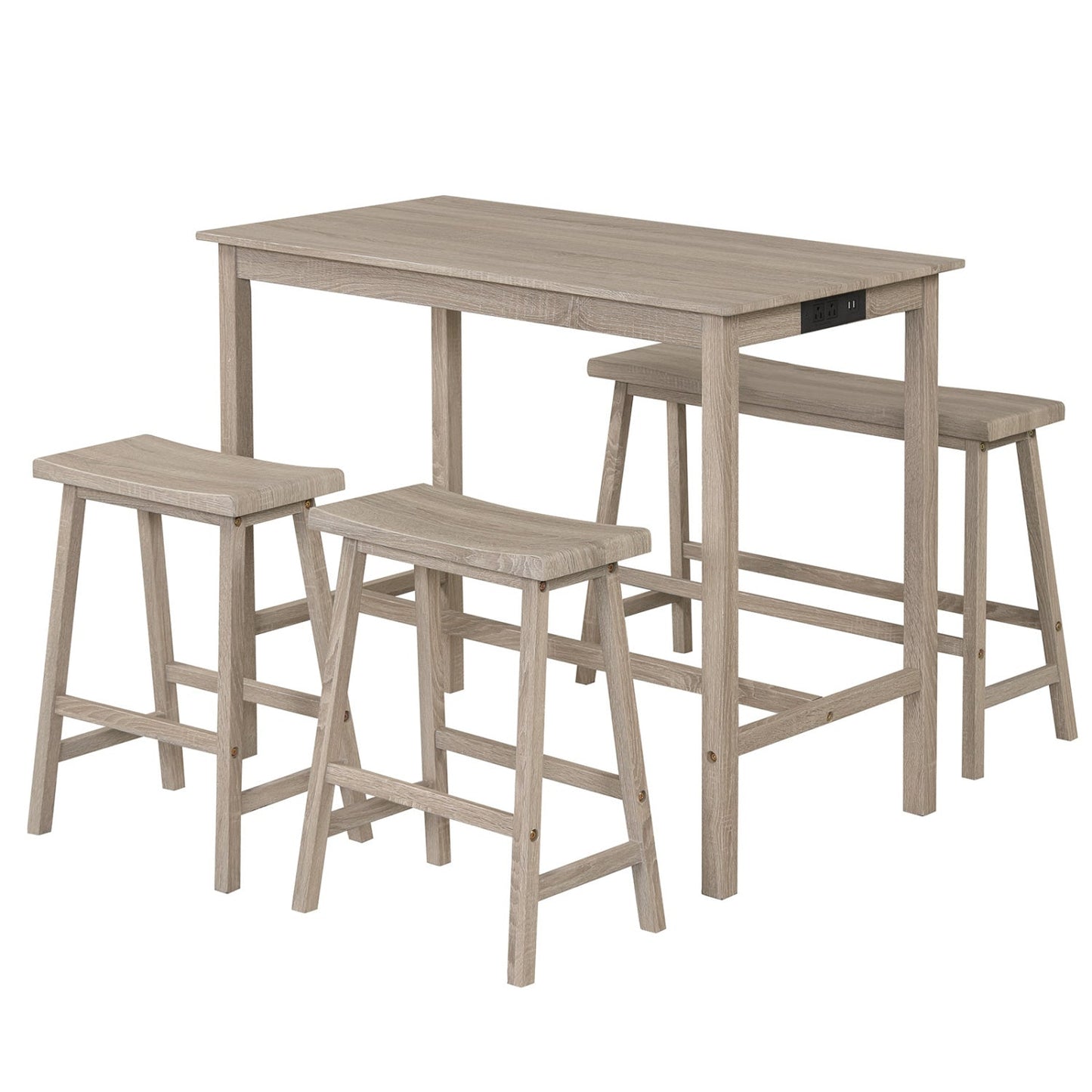 Counter Height Dining Table Set with Power Outlet