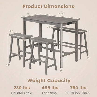 Counter Height Dining Table Set with Power Outlet
