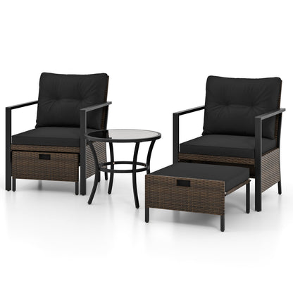 Juego de muebles de exterior de 4 piezas con mesa de centro de cristal - Gris