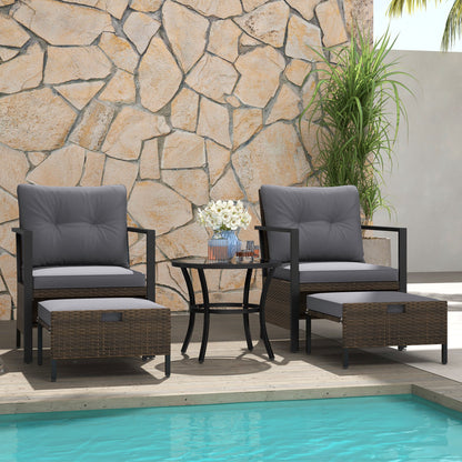 Juego de muebles de exterior de 4 piezas con mesa de centro de cristal - Gris