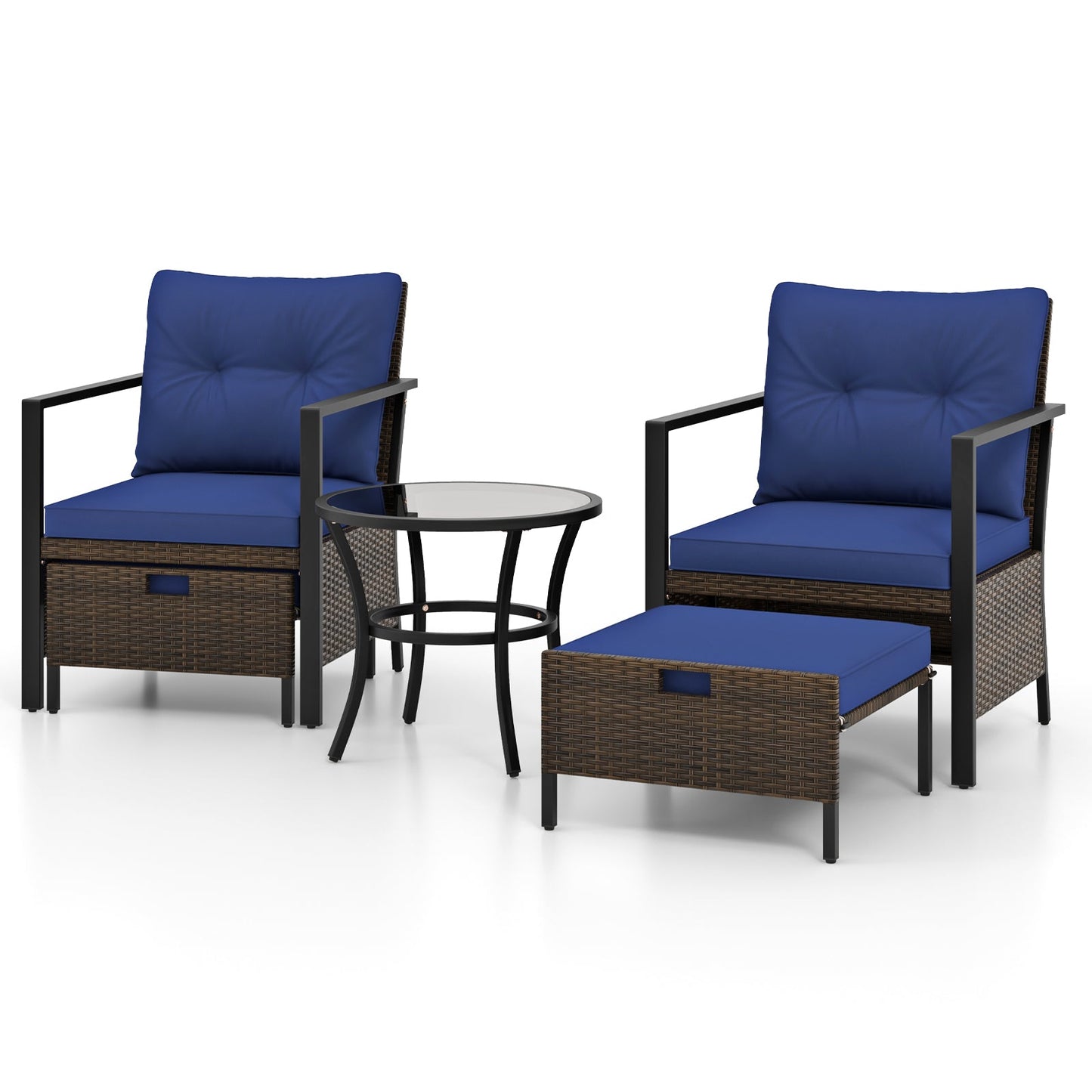 Juego de muebles de exterior de 4 piezas con mesa de centro de cristal - Gris