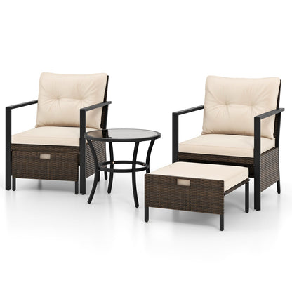 Juego de muebles de exterior de 4 piezas con mesa de centro de cristal - Gris