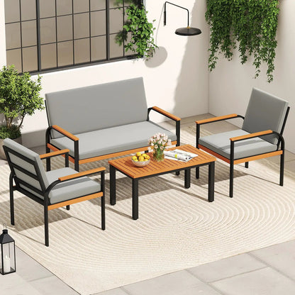 Rectangular Patio Storage Side Table with Aluminum Alloy Rods for Poolside