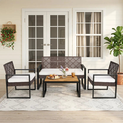 4-Piece Conversation Set With Acacia Coffee Table