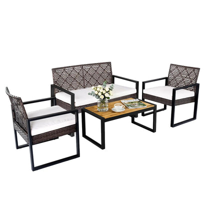4-Piece Conversation Set With Acacia Coffee Table